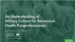 An Understanding of Military Culture for Behavioral Health Paraprofessionals